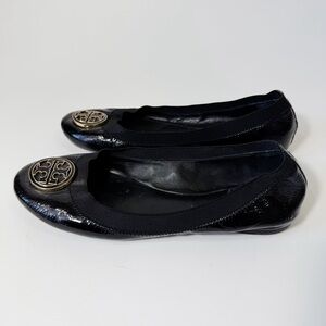 Tory Burch Caroline Ballet Flats Black Patent Leather Size 9